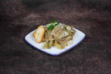 Baccalà con cardi e patate